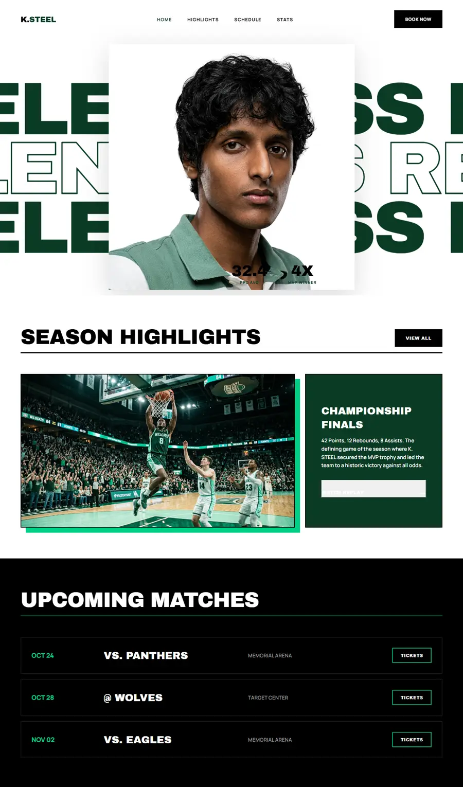 K.Steel, Athlete portfolio website